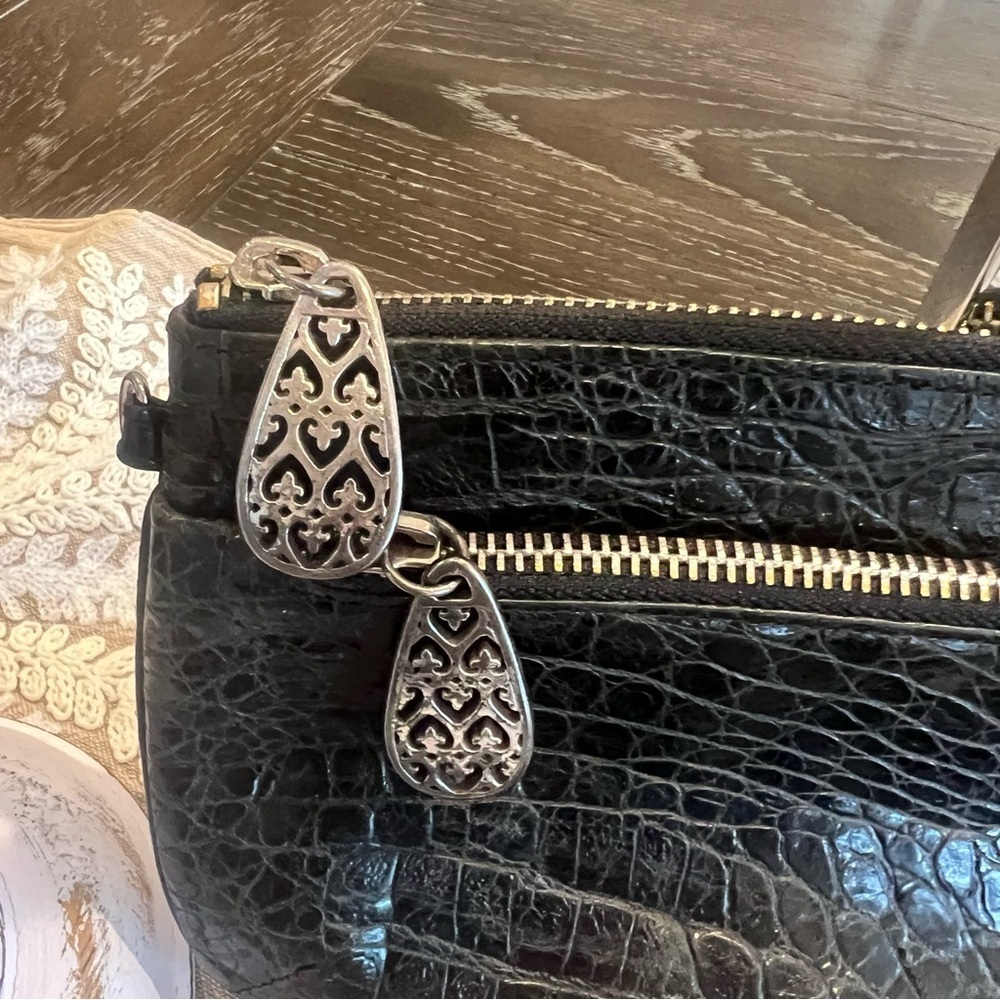 Brighton Elegant Black Crocodile-Embossed Bag - Clutch or Crossbody - Picture 2 of 7